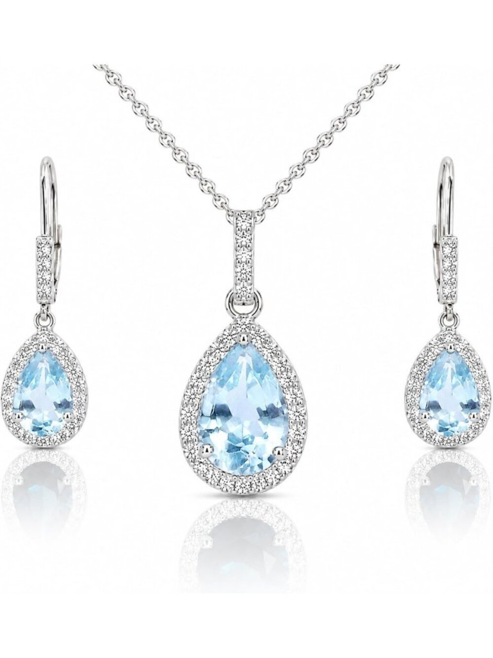 Elegant Birthstone Jewelry Set for Women - Teardrop Necklace & Dangle Earrings